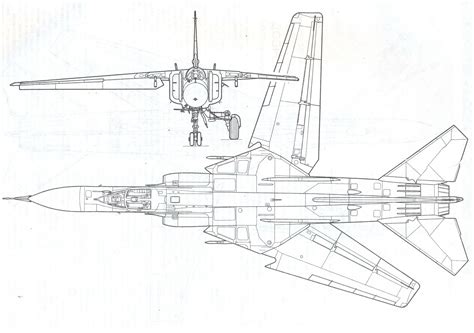Mikoyan-Gurevich MiG-23 Blueprint - Download free blueprint for 3D modeling