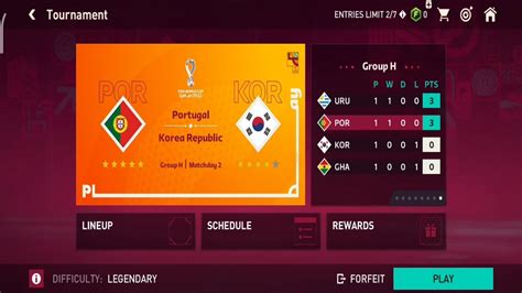 Fifa Mobile World Cup 2022 Portugal Vs Korea Legendary Level