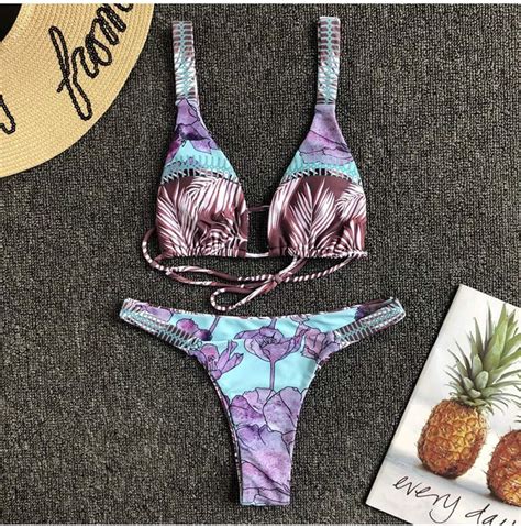 KMCC Bikini Push Up Bikini Floral Bikinis Hohe Taille Badeanzug Badeanzug Frauen Badeanzug