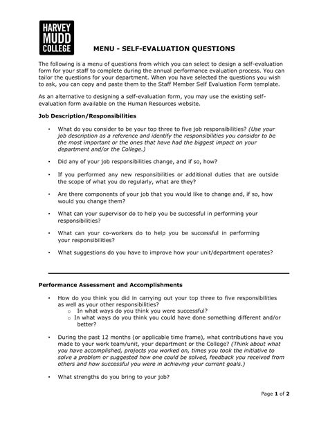 Free Printable Self Evaluation Templates Word Excel PDF