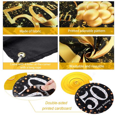 Buy Happy 50th Birthday Party Decorations Kit Black Gold Glittery