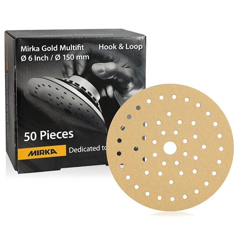 Mirka Gold Multifit 6 Sandpaper Grit 40 Hook And Loop 50 Pack 6 Inch