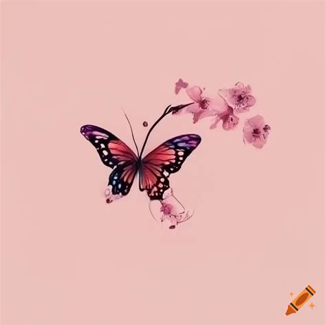 Cherry Blossom Butterfly Tattoo Design