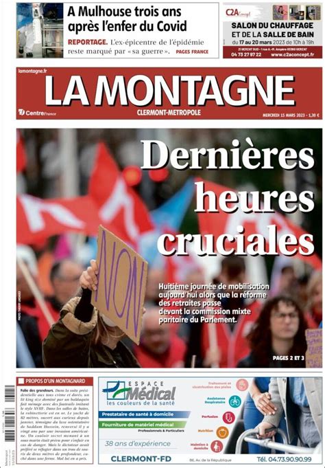 Journal La Montagne France Les Unes Des Journaux De France Dition