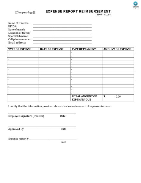 Expense Reimbursement Form Template Excel Templates