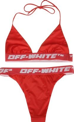 Off White Logo Band Bikini ShopStyle Two Piece Swimsuits