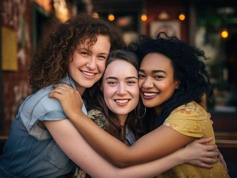 Premium Ai Image Friends Hugging Bff Multiracial Friendship