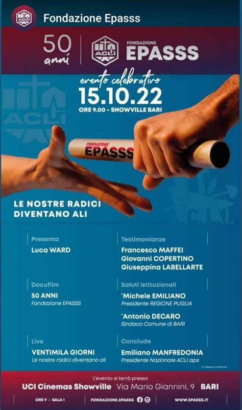 Azione Sociale Acli 50 Anni Fondazione Epass Fondazione Epass BA