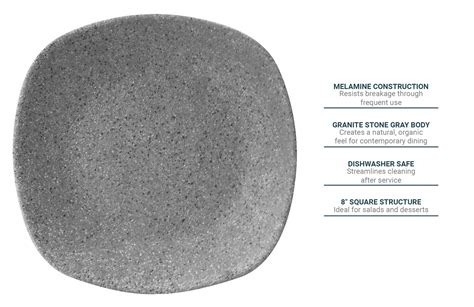 Elite Global Solutions Rt Sq Gs Square Melamine Salad Plate Granite