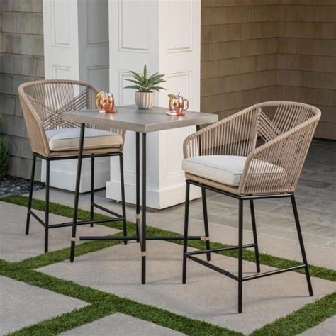 Hampton Bay Haymont Piece Steel Wicker Outdoor Bistro Set With Beige