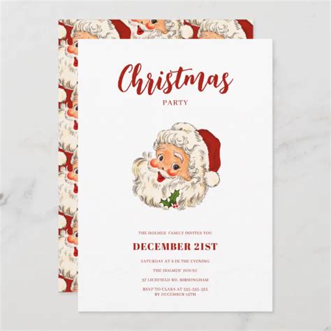 Funny Vintage Santa Christmas Party Invitation Zazzle