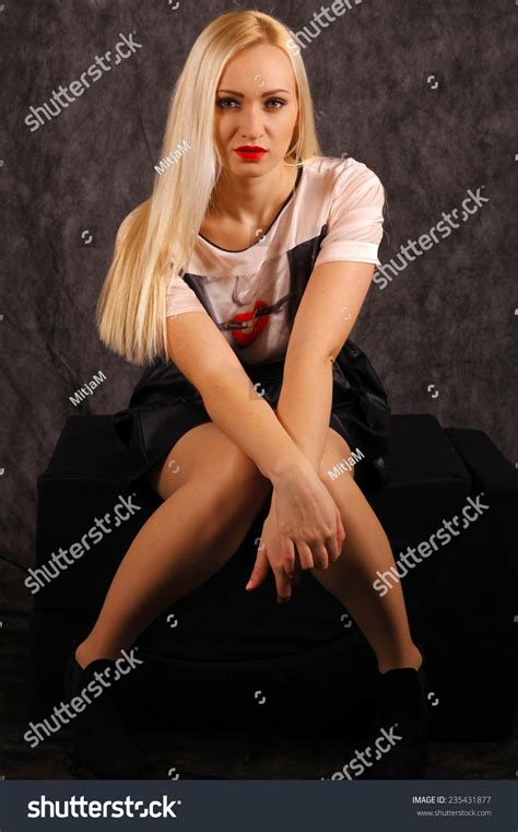 Beautiful Sexy Blond Hot Red Lips Stock Photo 235431877 Shutterstock