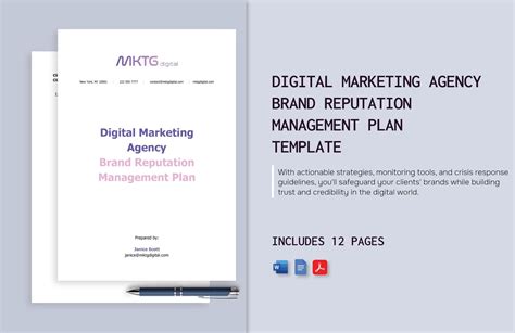 Digital Marketing Agency Brand Reputation Management Plan Template In