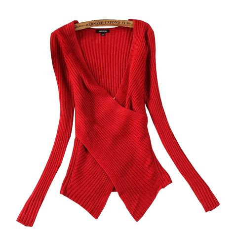 New 2015 Autumn Winter Fashion Women Sweater Deep V Neck Sexy Long