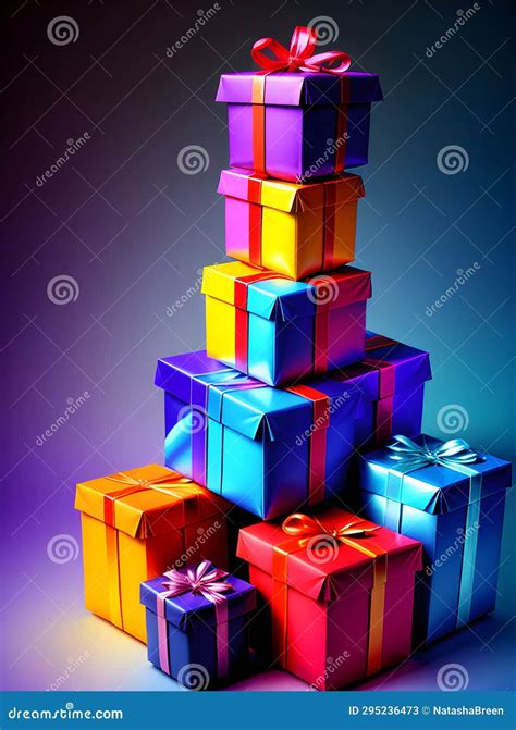 Volumetric Gifts With Painted Pantone Background Stock Illustration