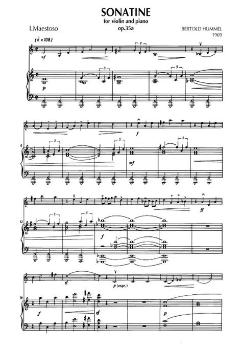 Hummel Sonatine For Violin And Piano Op A Violin Sheet Music