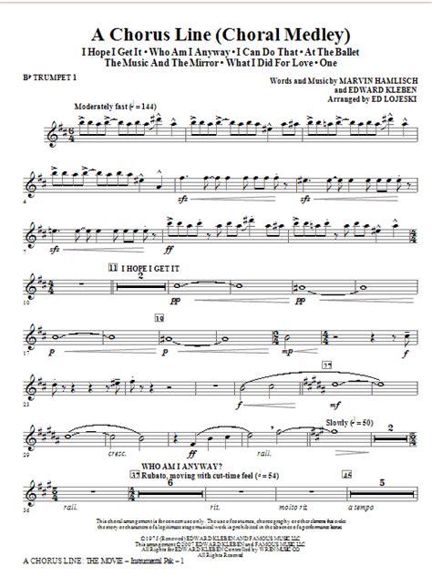 A Chorus Line Trumpet 1 In Bb Sheet Music Direct