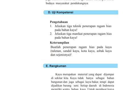 Kunci Jawaban Menghias Bahan Kayu Kreativitas Dan Pembelajaran Seni Budaya Kelas 7 Smp Mts