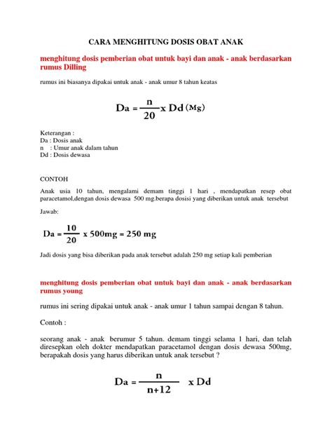 Cara Menghitung Dosis Obat Anak Pdf