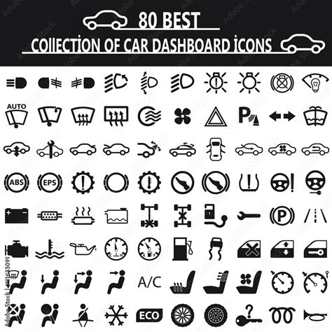 Collection Of Car Dashboard Icons Stock Vector Adobe Stock