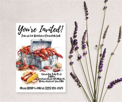 Crawfish Boil Invitation Any Occassion Crawfish Boil Invite Editable