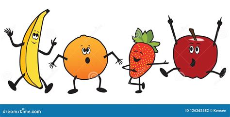 Dancing Cartoon Fruit Stock Vector Illustration Of Active 126262582