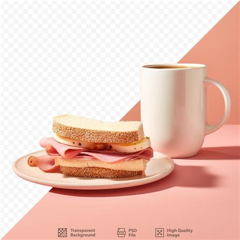 Caf Et Sandwich Servis Dans Une Tasse Blanche Psd Premium