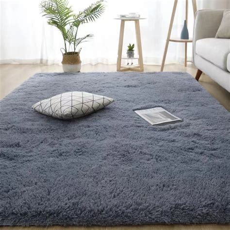 Alfombra Gris Para Salón Alfombra De Ante Para Dormitorio De 180 × 200 Cm De Largo Alfombra