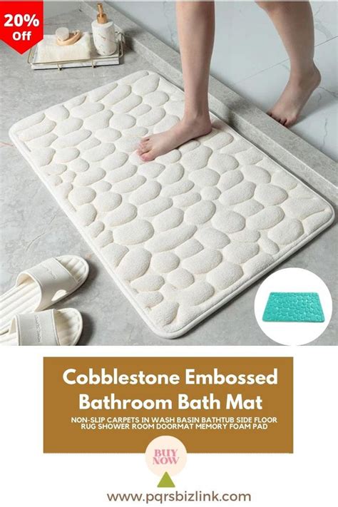 Cobblestone Embossed Bathroom Bath Mat Non Slip Carpets In Wash Basin