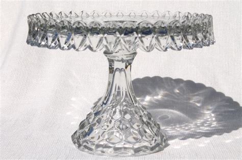 Vintage Fostoria American Round Cake Stand W Brandy Well Crystal Clear Glass