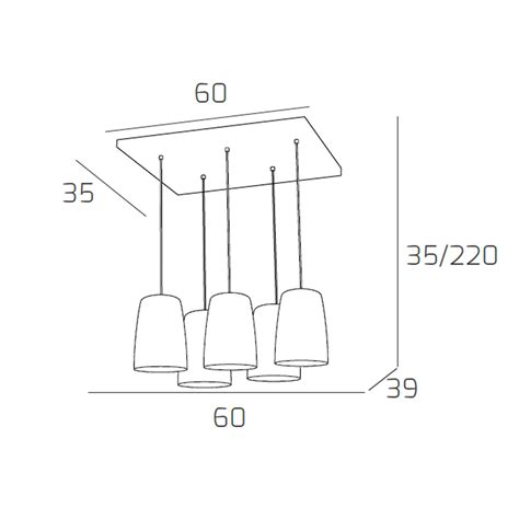 Sospensione Contemporanea Rett Shaded Metallo E Vetro Cromo 5 Luci E27