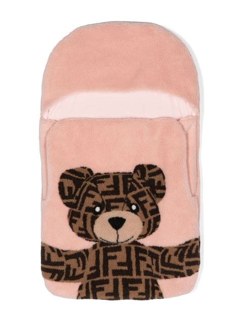 Fendi Kids Baby Pink Teddy Bear Sleeping Bag Browns