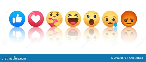 Facebook Empathetic Emoji Reactions Vector Illustration