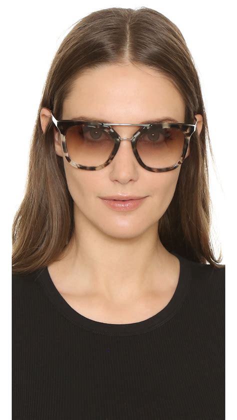 Lyst Prada Thick Frame Aviator Sunglasses In Brown