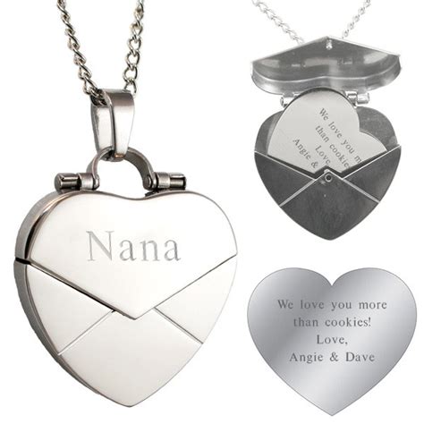 Engraved Secret Message Heart Envelope Locket | ForAllGifts