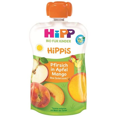 HiPP HiPPiS Quetschbeutel Pfirsich in Apfel Mango 100 Bio Früchte