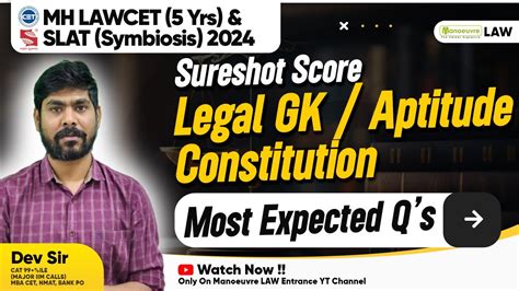 Mh Law Cet Yrs Slat Legal Gk Aptitude Constitution Most