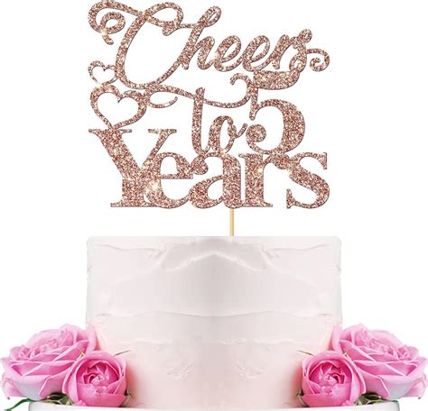 Webenison Cheers To 5 Years Cake Topper Happy 5th Birthday