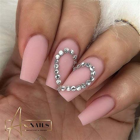 Valentines Day Nails With Gems Amelia Infore