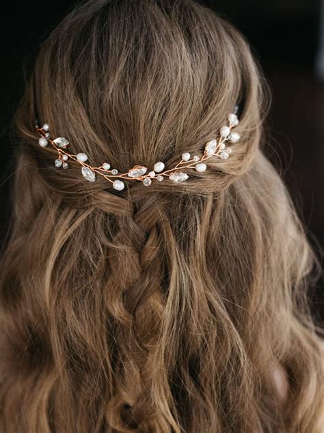 Jakawin Bride Pearl Wedding Hair Vine Rhinestone Hair