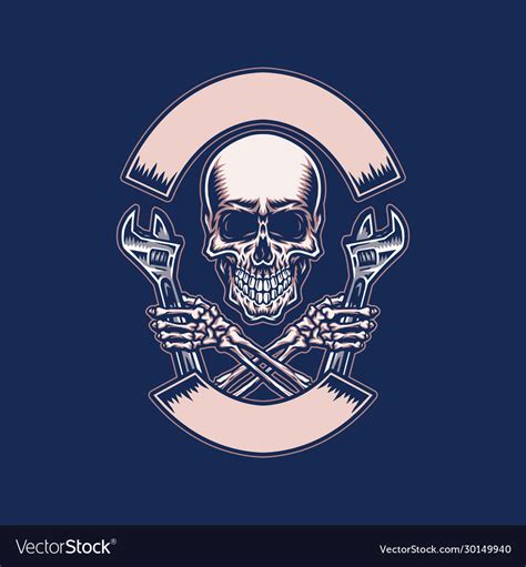 Skull Holding Wrench Royalty Free Vector Image