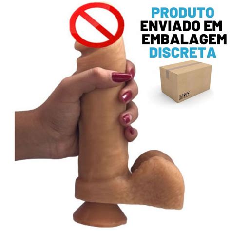 Prótese Peniana de Silicone Realístico cm Consolo Dildo Shopee Brasil