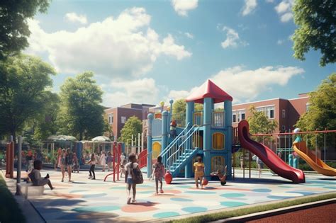 Premium Photo Elementary School Playground During Recess With Ki 00242 02