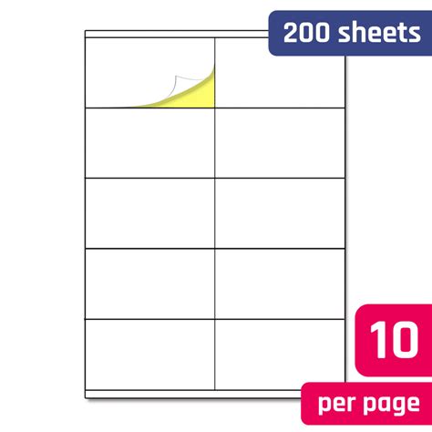 105 x 57 mm - A4 White Stickers Labels Sheets - TownStix