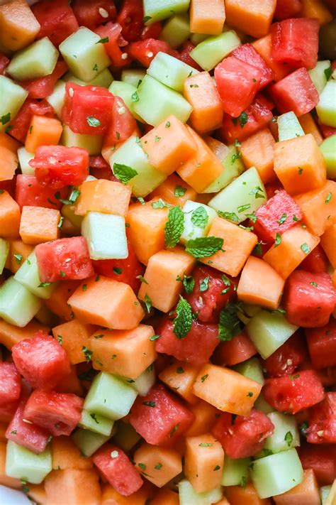 Melon Salad With Mint Her Wholesome Kitchen