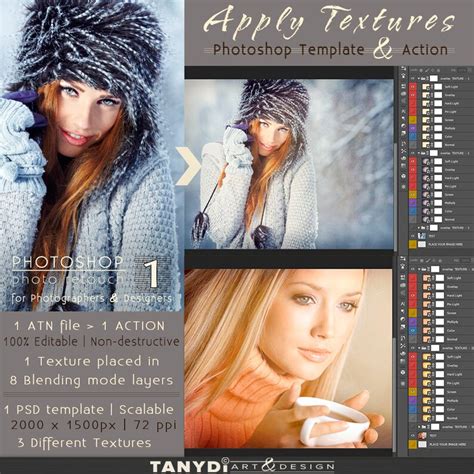 Apply Textures Photoshop Template Action Different Etsy