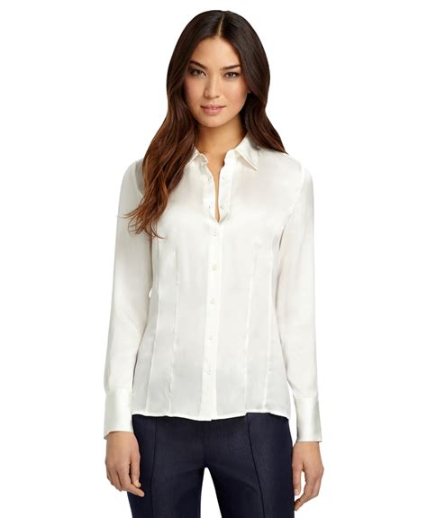 Lyst Brooks Brothers Petite Silk Georgette Blouse In White