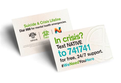 988 And 741741 Text Native Business Card Native Health Resources