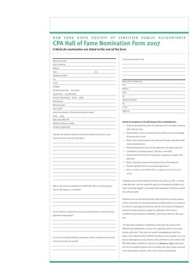 Fillable Online Nysscpa Cpa Hall Of Fame Nomination Form Nysscpa