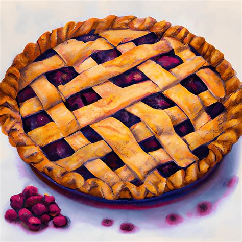 Huckleberry Pie with Lattice Crust Realistic Impressionist Painting · Creative Fabrica